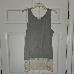 Grace & Lace Gray Asymmetrical Embellished Tank Top